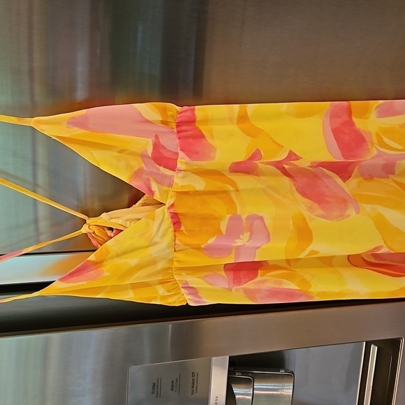 💕SANCTUARY💕 Maxi Dress ~ Yellow Pink Abstract Floral Watercolor Print S NWOT - Picture 3 of 7